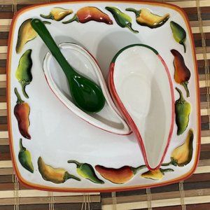 4 pc SET Chili Pepper Serving Dishes